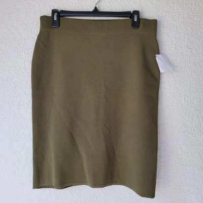 Eileen Fisher Olive Green Mini Skirt Size Small Italian Yarn Wool Pincel  - Image 1 of 4