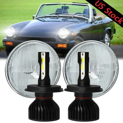 2× For MG Midget 1969-1979 Dodge 7 inch LED Round Headlights Pair Hi/Lo Beam - Image 1 of 4