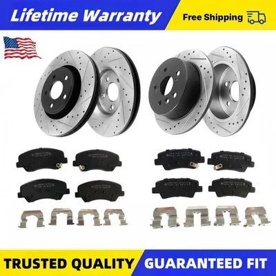 Front Rear Drilled Rotors Brakes Pads for Hyundai Elantra Veloster GT Kia Forte5 - Image 1 of 4