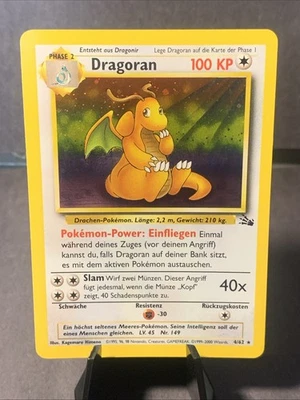 Pokémon TCG Dragoran Holo Rare Unlimited Swirl Fossil 4/62 WOTC German VTG NM - Image 1 of 3