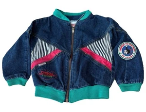 Vintage 90’s Thomas & Friends Jean Jacket Boys 5R Denim W/Green Knit Accents - Picture 1 of 9