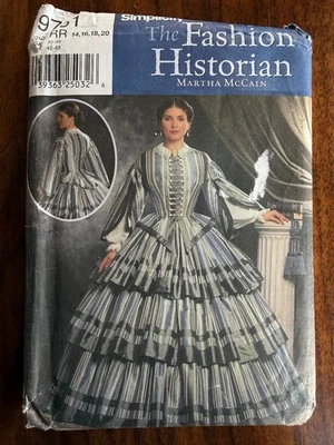 New Simplicity 9761  Civil War 1850's Dress Costume by Martha McCain, 14-20 - Image 1 of 3