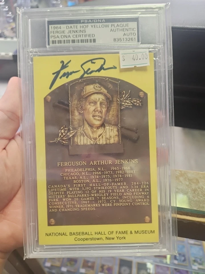 FERGIE JENKINS Signed Hall of Fame HOF Plaque Post Card PSA/DNA Slabbed - Image 1 of 2
