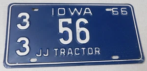 1966 Iowa JJ tractor license plate - Picture 1 of 1