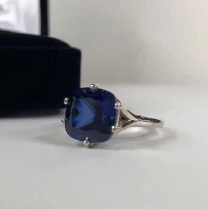 4.00Ct Cushion Cut Natural Sapphire & Diamond Engagement Solid 950 Platinum Ring - Picture 1 of 8