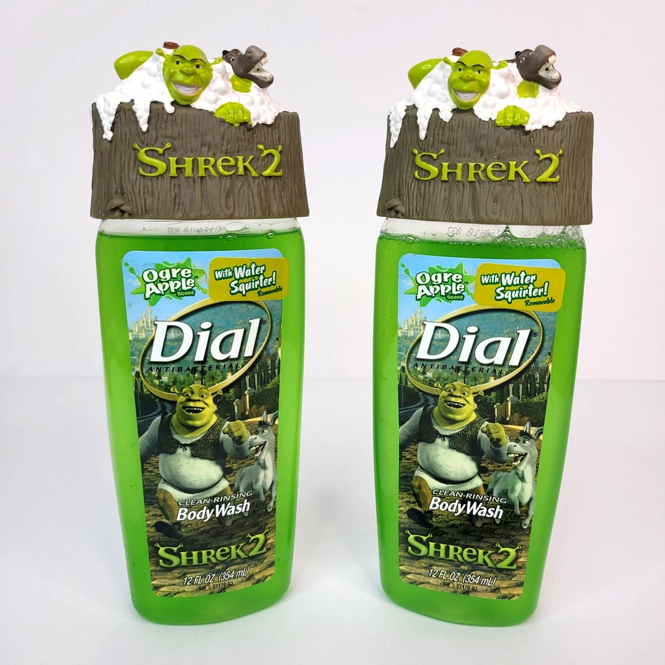 Vintage Shrek 2 Dial Body Wash Ogre Apple Scent Lot of 2 Bottles 12 fl oz - Image 1 of 4