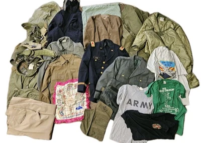 Wholesale Lot 25 Vtg Military Gear Uniform Accessories Jacket Shirt Army Navy - Image 1 of 4