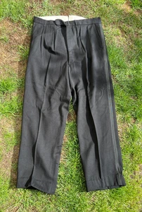 Vintage Black Wool Tuxedo Evening Formal Trousers Button Fly High Waist-38"w 29" - Picture 1 of 3