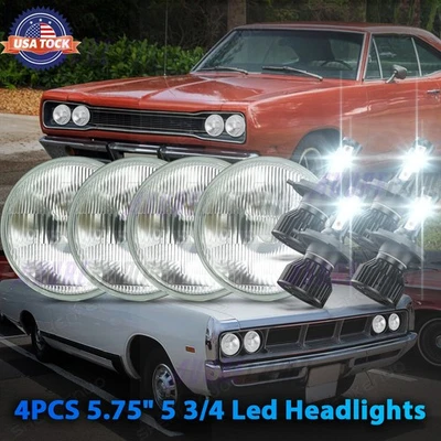 For Buick GS 455 1970-1972 Round 4pcs 5-3/4 5.75" inch LED Headlights Hi/Lo Beam - Image 1 of 4