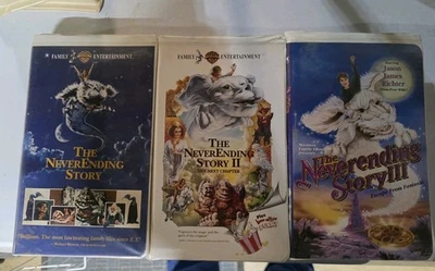 The Neverending Story 1 2 3 Set of 3 Complete Trilogy Vintage VHS UNTESTED Foto 1 de 2