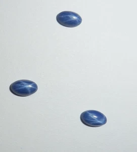Blue Star Sapphire Oval 5x3 mm Cabochon 6 Rayed Lab-created Opaque 3 pieces Lot - Picture 1 of 10