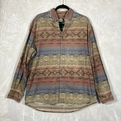 VTG Y2K 00s Cabela's Southwestern Aztec Flannel Shirt Men’s L Button Down Faded - Image 1 of 4