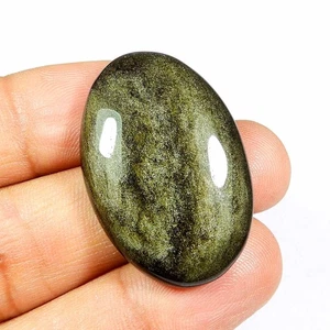 Piedra preciosa de obsidiana brillante natural brillo dorado forma ovalada 40 quilates #10982 - Imagen 1 de 6