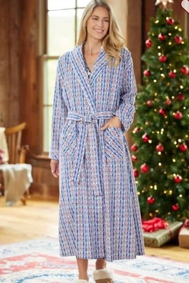 Bata envolvente Lanz of Salzburg azul real tirolesa 100 % algodón $84 vacaciones Foto 1 de 4