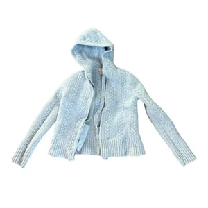 J Crew Mädchen Kinder Strickjacke mittelblau Lammwolle mit Kapuze - Bild 1 von 12