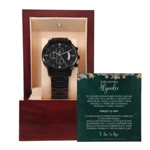 Regalo Reloj Para Hombre Hijo De Papa Idea Navidad Cumpleaños Cronógrafo Negro - Imagen 1 de 7