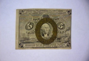 1862 5 CENT United States Fractional Currency Bank Note ๐2nd Issue ๐MIS-CUT๐ - Picture 1 of 4