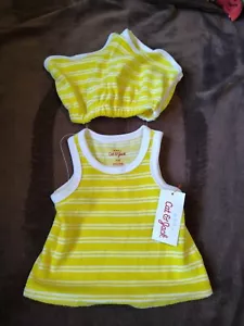 Baby Cat and Jack tank top shorts set Yellow and White size 0-3 months Summer - Picture 1 of 3