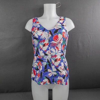 J Crew Womens Tank Top 2P Floral Hawaiian Aloha Linen Preppy Coastal Cool - Image 1 of 4