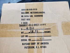 *U.S. Military ML-541A/AM Sounding Fast Rise Meteorological Balloon Made in USA - Picture 1 of 4