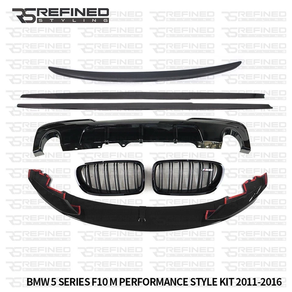 REFINED STYLING BMW 5 SERIES F10 BODY KIT BLACK PERFORMANCE M SPLITTER SKIRT DIFFUSER 535D
