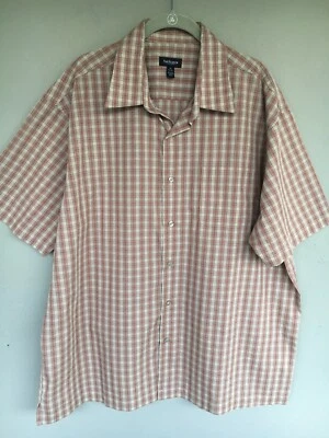 VTG 90s Van Heusen Camp Shirt Men’s XL Red Tan Plaid Cotton Button-Up Hawaiian - Image 1 of 4