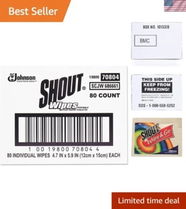 Travel-Friendly Shout Wipe & Go - Instant Stain Remover Towelettes - 80 Pack - Picture 1 of 7
