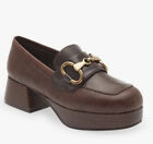 Jeffrey Campbell Womens Student-2 Brown Leather Loafer Heels Sz 8