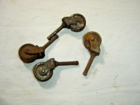 Salvage ~ Antique   Set of 4 steel casters             #1611 Cover