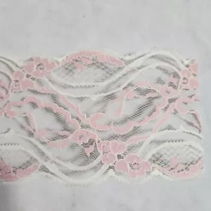 "Rollo de encaje de vieira floral rosa crema 3,75"" de ancho cinta de león lencería EE. UU." - Imagen 1 de 11