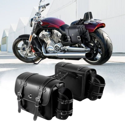 Motorcycle PU Leather Saddlebags Water Cup Holder Universal For Dyna Sportster - Изображение 1 из 4