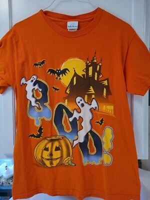  Vintage 90s Bobbie Brooks Boo!  Halloween T Shirt Adult M Orange  - Image 1 of 4