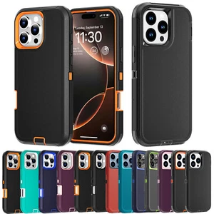 For iPhone 16 15 14 13 Pro Max 11 Phone Case Heavy Duty Shockproof Rugged Cover - Picture 1 of 62
