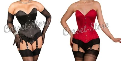 CORSET STORE 26 Heavy Duty Double Steel Boned Waist Training Over Bust Satin Corset P2-S(M9)