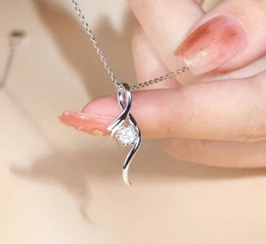 Collar colgante de oro blanco de 18 quilates VVS1 D de 2 quilates pase de prueba de diamantes creados en laboratorio - Imagen 1 de 2