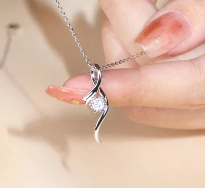 2ct VVS1 D Necklace Pendant 18K White Gold Lab-Created Diamond Test Pass - Image 1 of 2