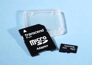 Transcend Micro SD Card Adapter With Sandisk 2GB Micro SD Card - Picture 1 of 1