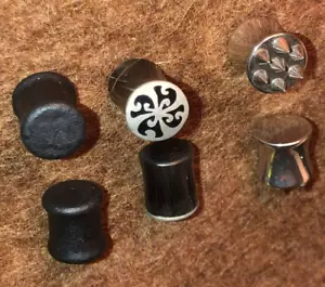 Ear Gauges 00G 10mm Lot 3 Pair Thick Metal Bone Stone Tribal - Picture 1 of 1