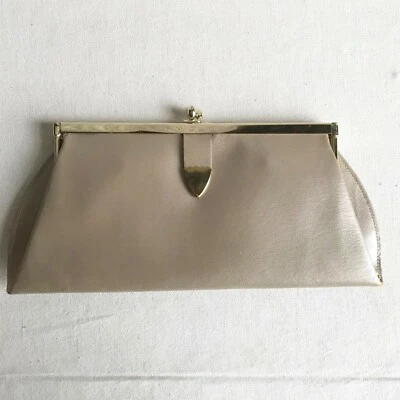 Винтажный 1960-х бежевый искусственной кожи застежки сумочки - Изображение 1 из 4