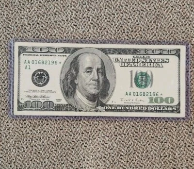 1996 $100 Dollar Star Note Bill AA 01682196☆  - Image 1 of 4