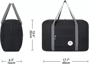 Black Foldable Travel Duffel Bag Airlines Carry on Bag for all ages - Picture 1 of 2