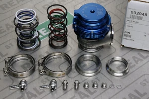 BLUE Tial MVR MV-R 44mm MVR44 Wastegate WITH VBAND FLANGES V44 ALL SPRINGS - Picture 1 of 9