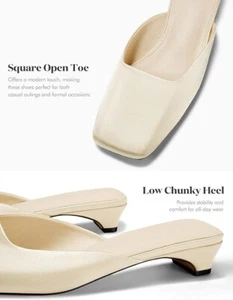 Coutgo Women's Mule's sz 10 Square Toe Satin Fabric Champagne Color Dress Shoes - Bild 1 von 6