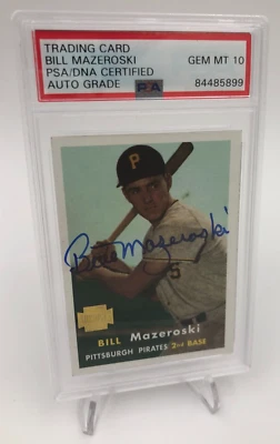 BILL MAZEROSKI PSA AUTO GEM MINT 10 Grade 2001 Topps Archives Signed MLB PIRATES - Image 1 of 4