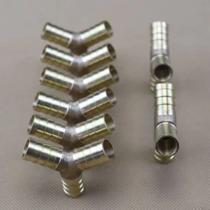 8Pcs Way Brass Hose Barb Fitting Pipe Tubing Splicer Fuel Water Gas Air 1/2"Y-3 - Picture 1 of 5