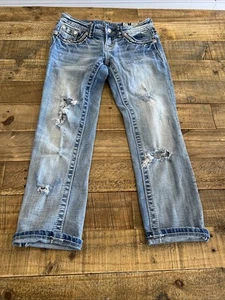 Miss Me Cuffed Capri Embellished Jeans-Distressed-JE5866P-Size 24 - Picture 1 of 14