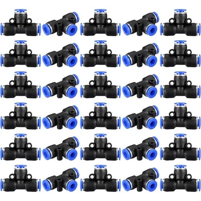 NACX 6mm Push to Connect Tee Fitting 1/4" Air Line Pneumatic Connector 30 PCS - Image 1 of 4