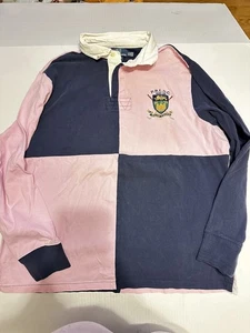 P.R.L.G.C. Vintage Polo Ralph Lauren Pink/Blue Rugby Men’s XXL custom Fit - Picture 1 of 10