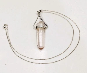 Collar de cuarzo rosa hecho a mano - plata 925, colgante de cristal curativo - Imagen 1 de 5