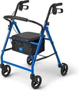 Andador Andador de Acero Medline para Adultos, Azul, 350 lb. Capacidad de peso, rueda de 6” - Imagen 1 de 5